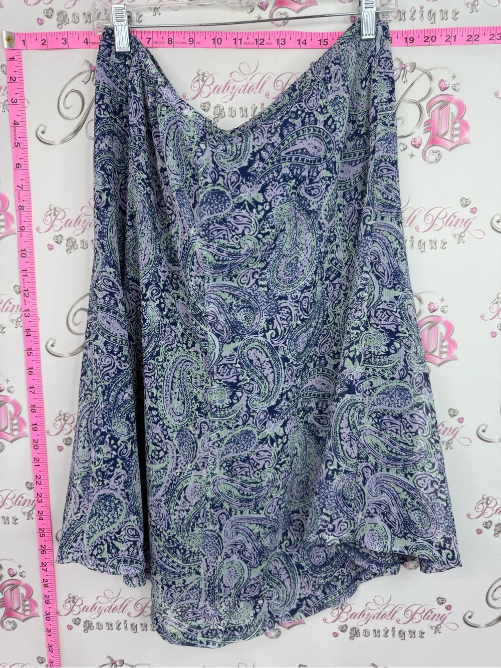 Jaclyn Smith skirt Paisley A-Line Tunic — Navy, Lavender & Mint